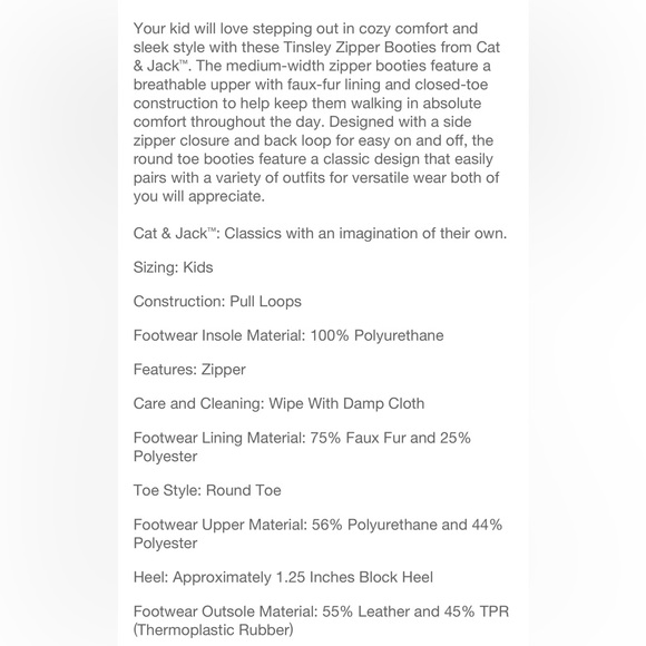 Girls Cat & Jack black Tinsley ankle boots with side zipper & traction s… - Picture 4 of 9